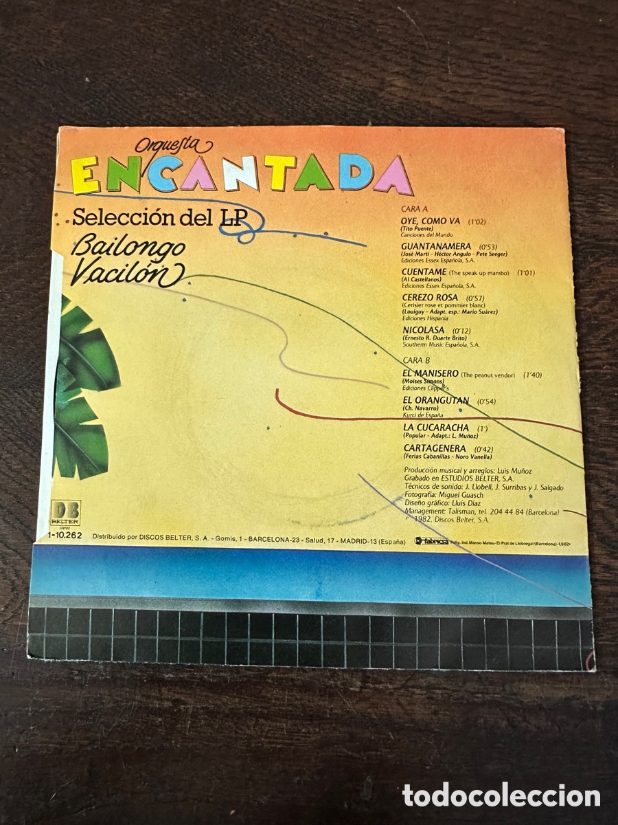 Discos de vinilo: ORQUESTA ENCANTADA - BAILONGO VACIL&Oacute;N 1982 - Foto 2