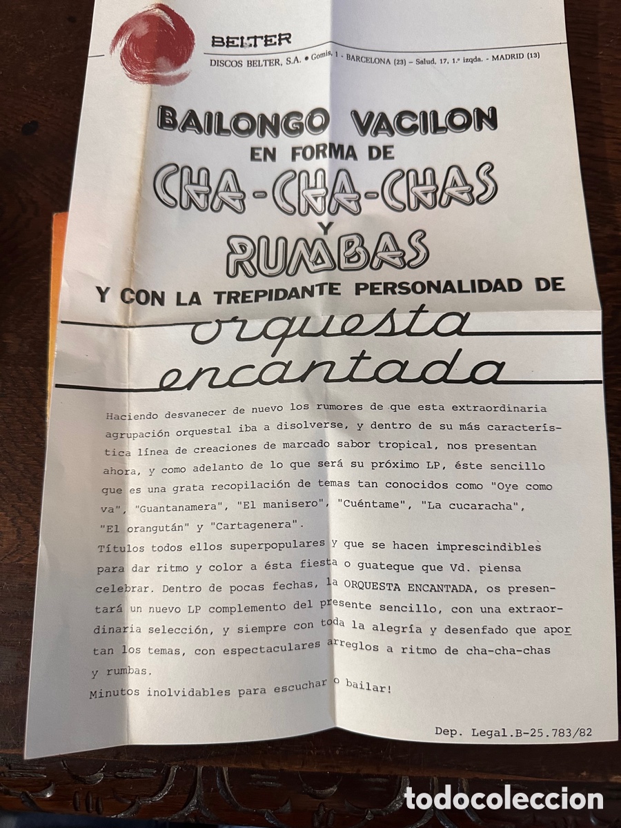 Discos de vinilo: ORQUESTA ENCANTADA - BAILONGO VACIL&Oacute;N 1982 - Foto 6