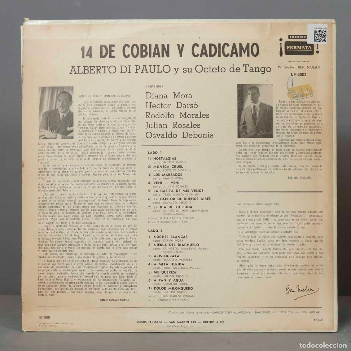 Discos de vinilo: LP. 14 DE COBIAN Y CADICAMO - Foto 2