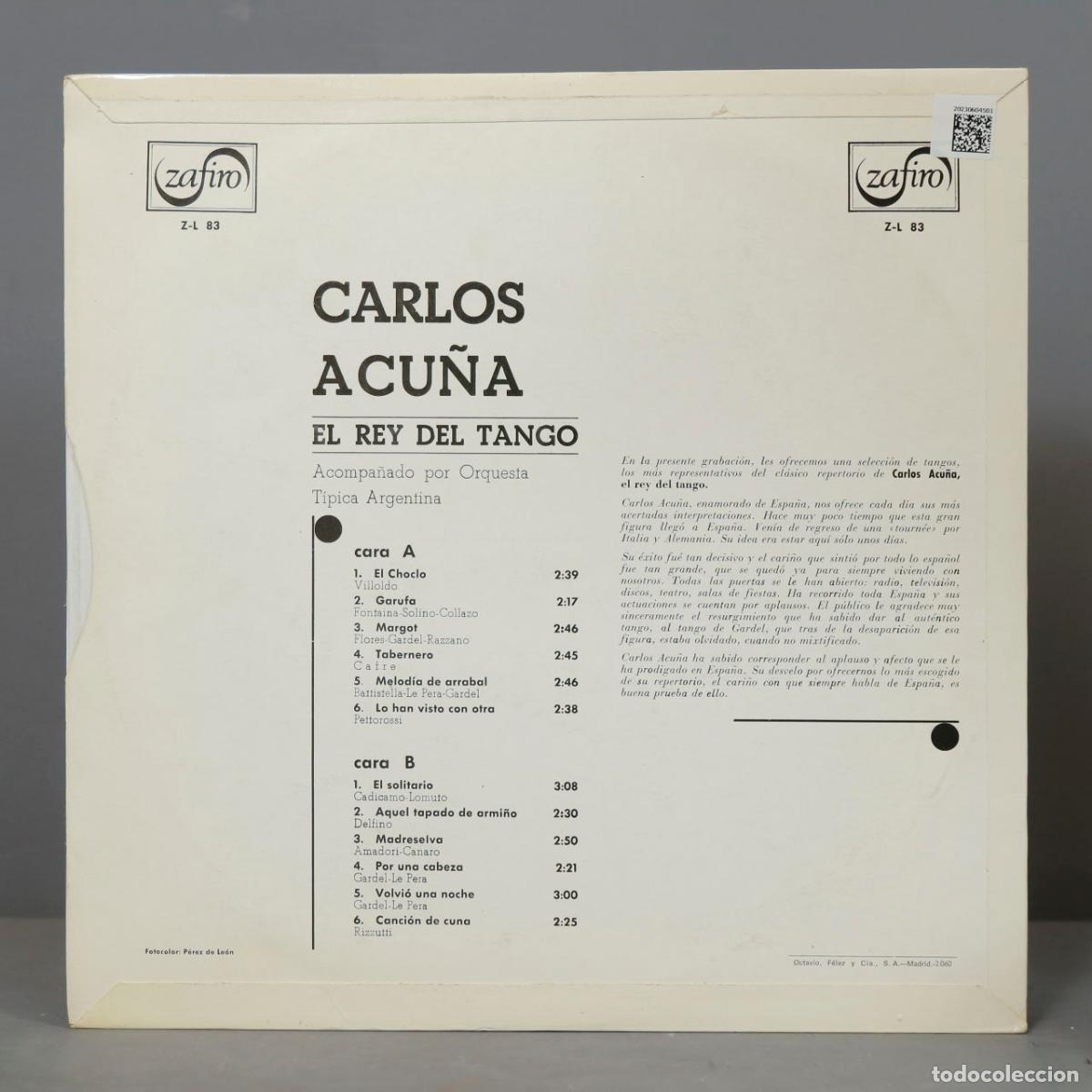 Discos de vinilo: LP. Carlos Acu&ntilde;a &ndash; El Rey Del Tango - Foto 2