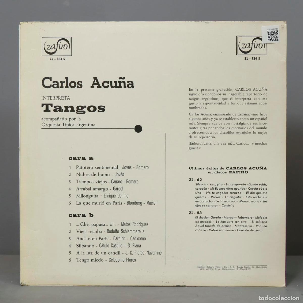 Discos de vinilo: LP. CARLOS ACU&Ntilde;A. A LA LUZ DEL CANDIL - Foto 2