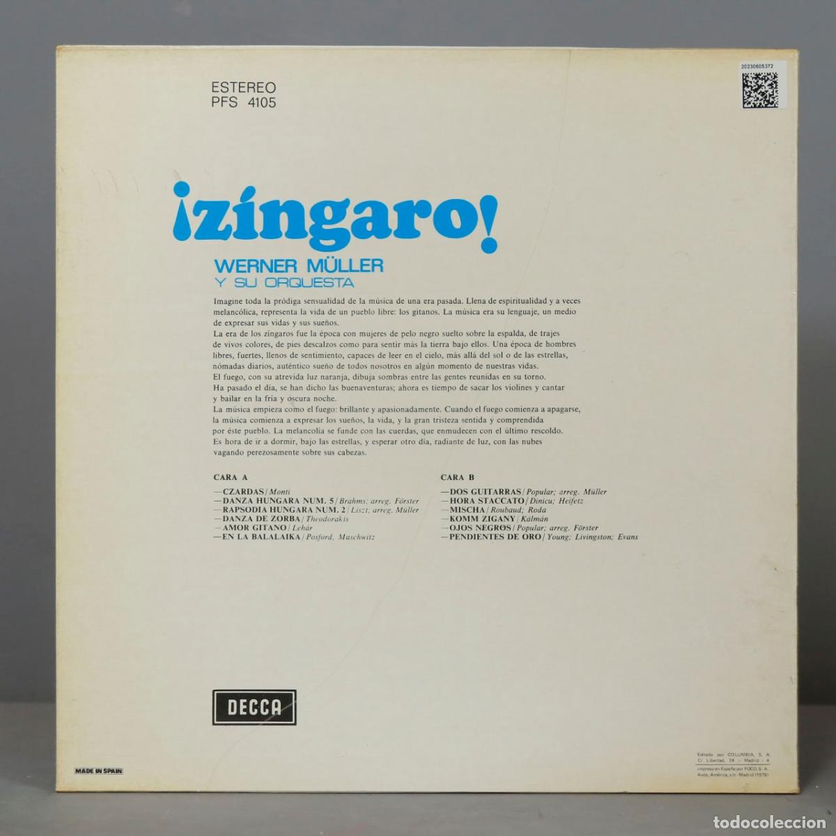Discos de vinilo: LP. Werner M&uuml;ller Y Su Orquesta &ndash; &iexcl;Z&iacute;ngaro! - Foto 2