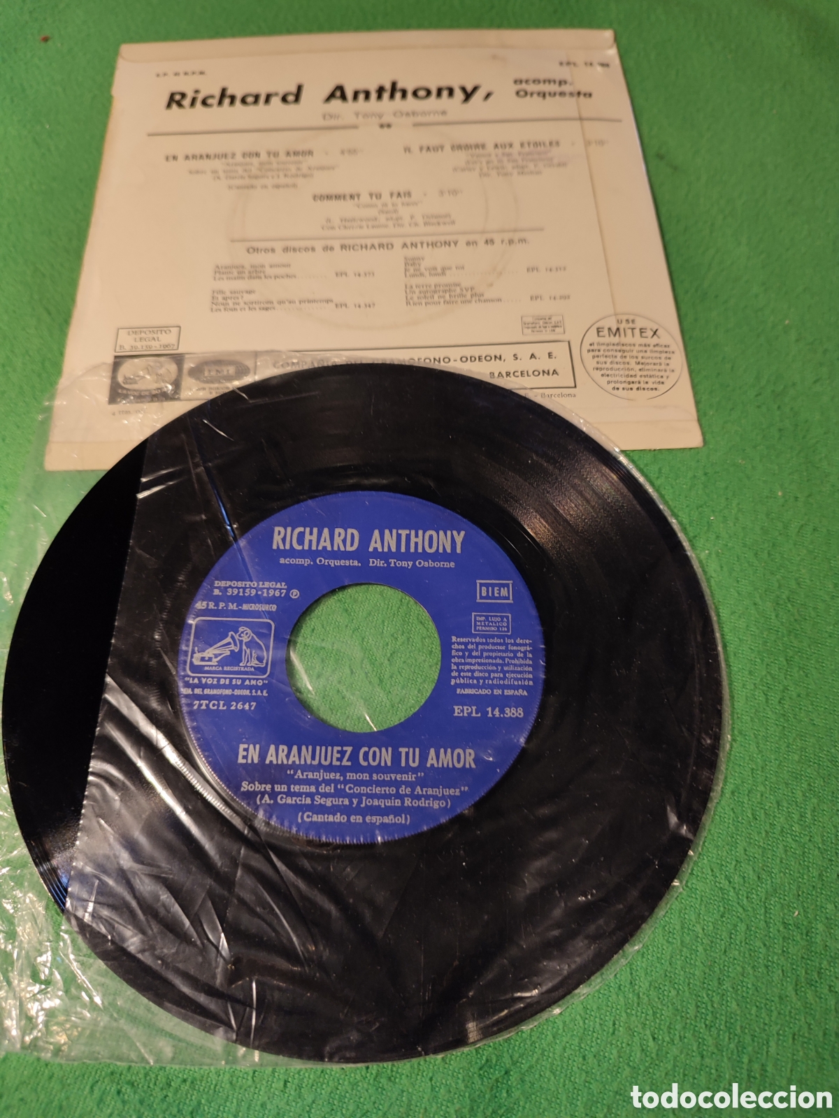 Discos de vinilo: Richard Anthony - Aranjuez con tu amor+2 - Foto 2