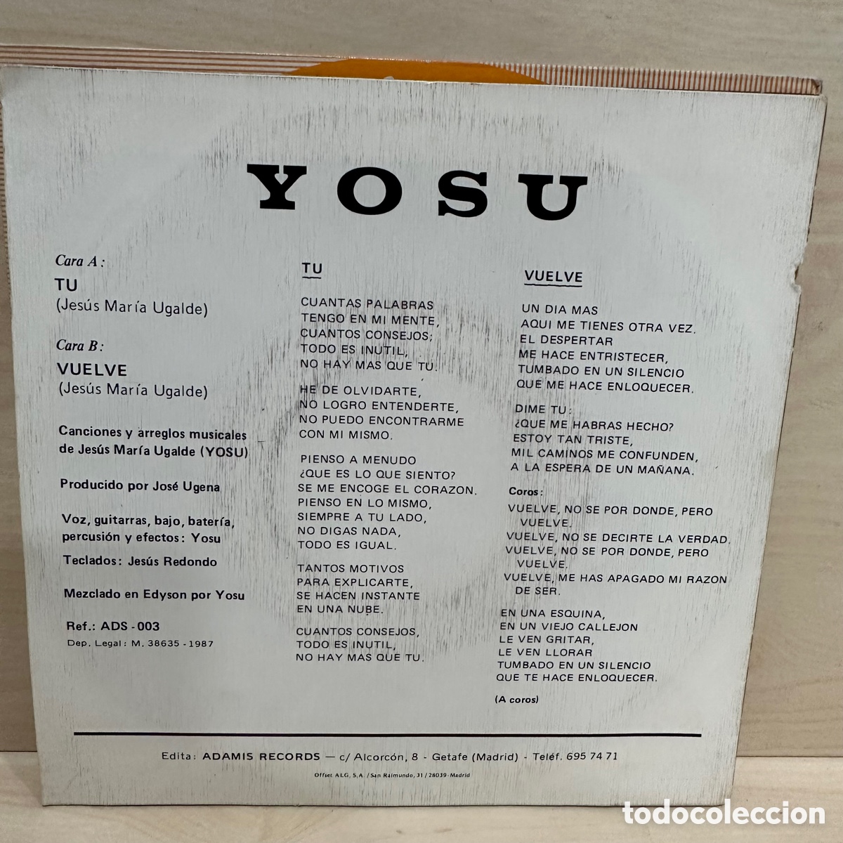 Discos de vinilo: Yosu - Vuelve / Tu (7&rdquo;, Single) - Foto 2