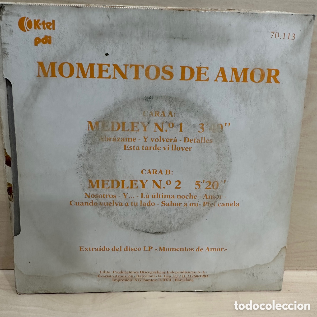 Discos de vinilo: Momentos De Amor (7&rdquo;, Single) - Foto 2