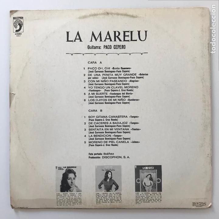 Discos de vinilo: La Marelu con la guitarra de Paco Cepero. - Foto 2