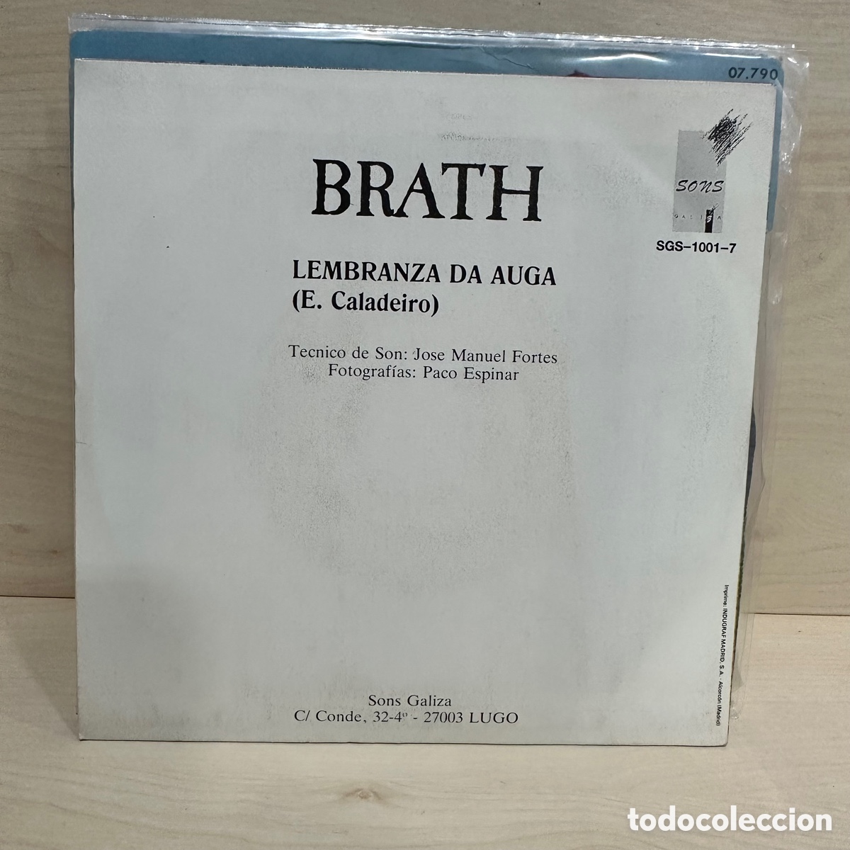 Discos de vinilo: Brath - Lembranza Da Auga (7&rdquo;, Single, Promo) - Foto 2