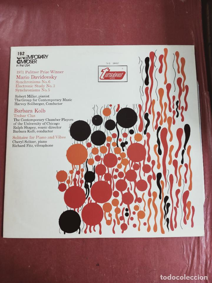 Discos de vinilo: Mario Davidovsky / Barbara Kolb. Synchronisms No. 6 / Electronic Study No. 3 / Synchronisms No.5 LP - Foto 1