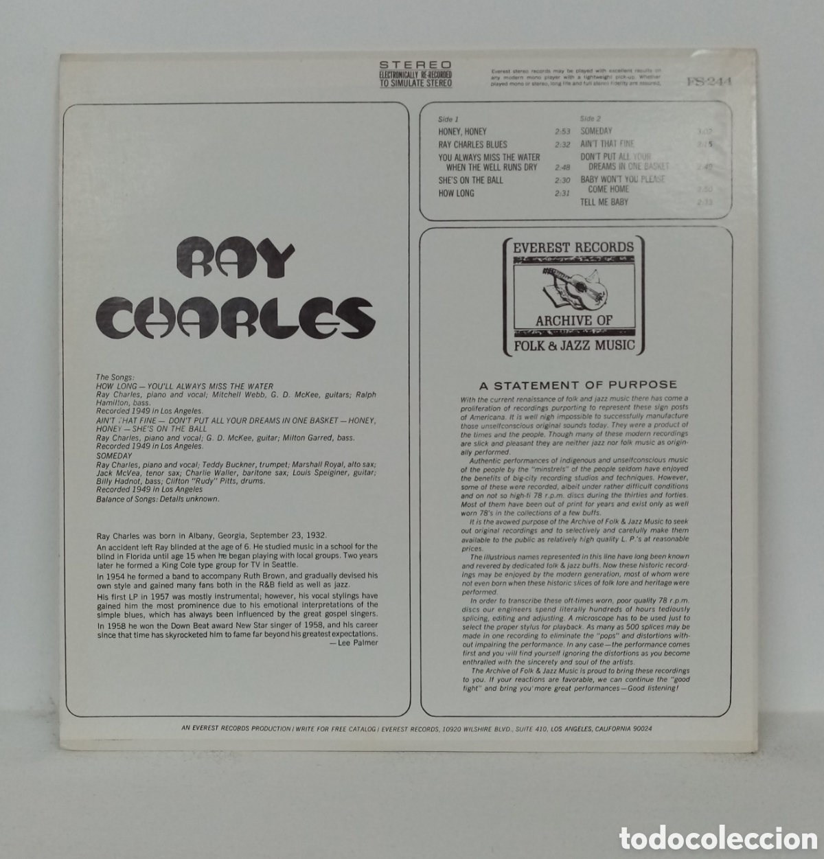 Discos de vinilo: RAY CHARLES LP. COMP. U.S.A 1976 - Foto 2