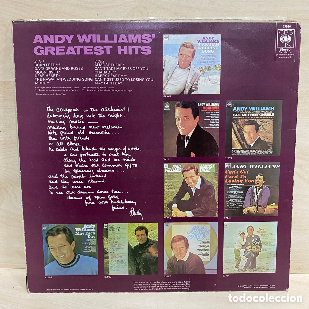 Discos de vinilo: Andy Williams - Andy Williams Greatest Hits (LP, Comp) - Foto 2