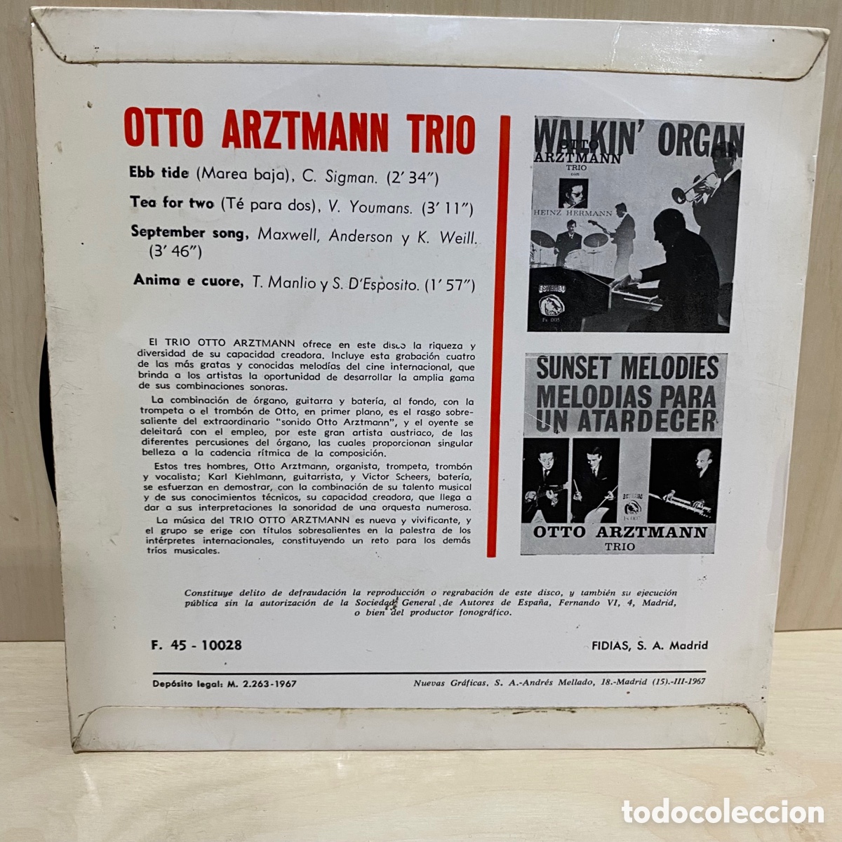 Discos de vinilo: Otto Arztmann Trio - Ebb Tide (7&rdquo;, EP) - Foto 2