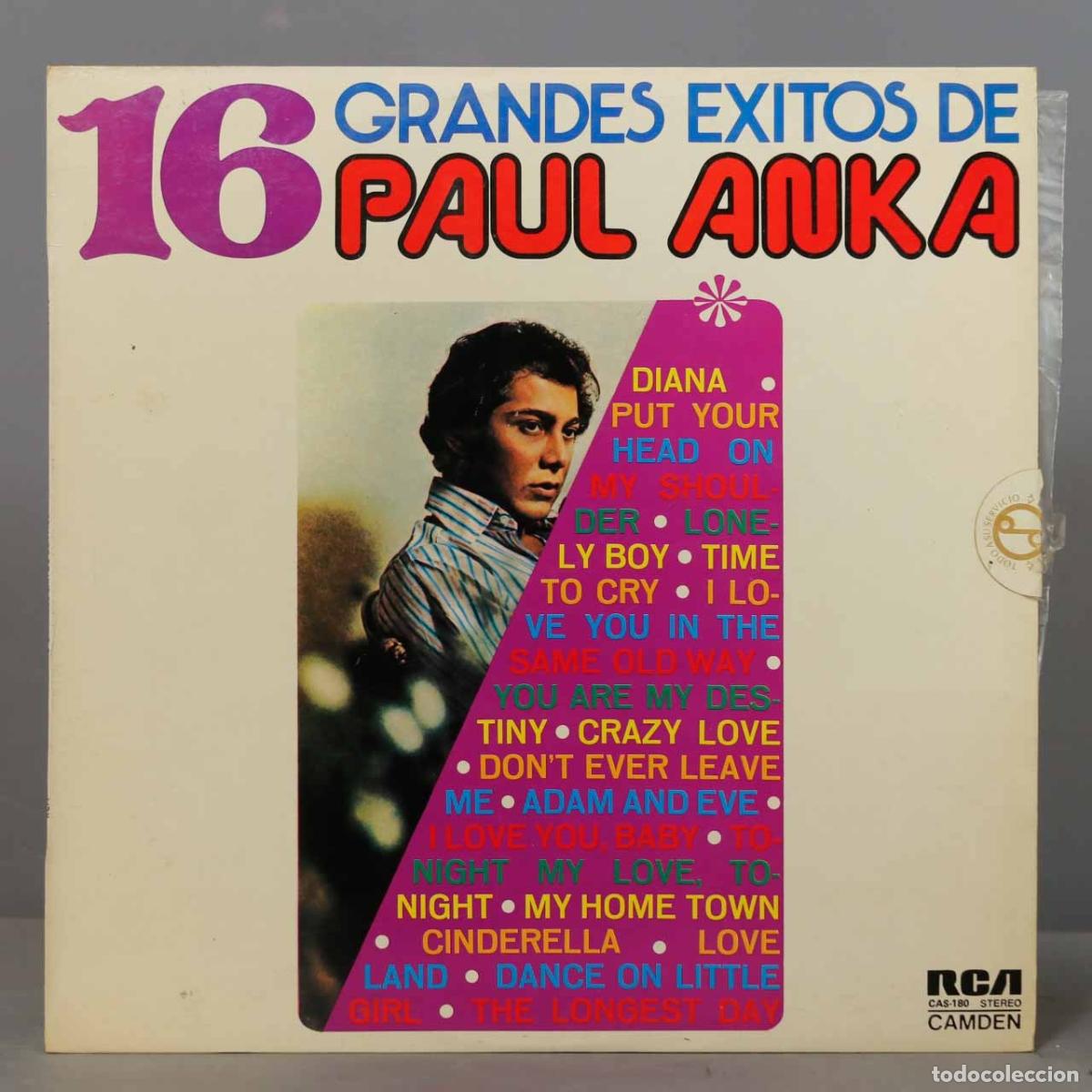 Discos de vinilo: LP. 16 Grandes Exitos De Paul Anka - Foto 1