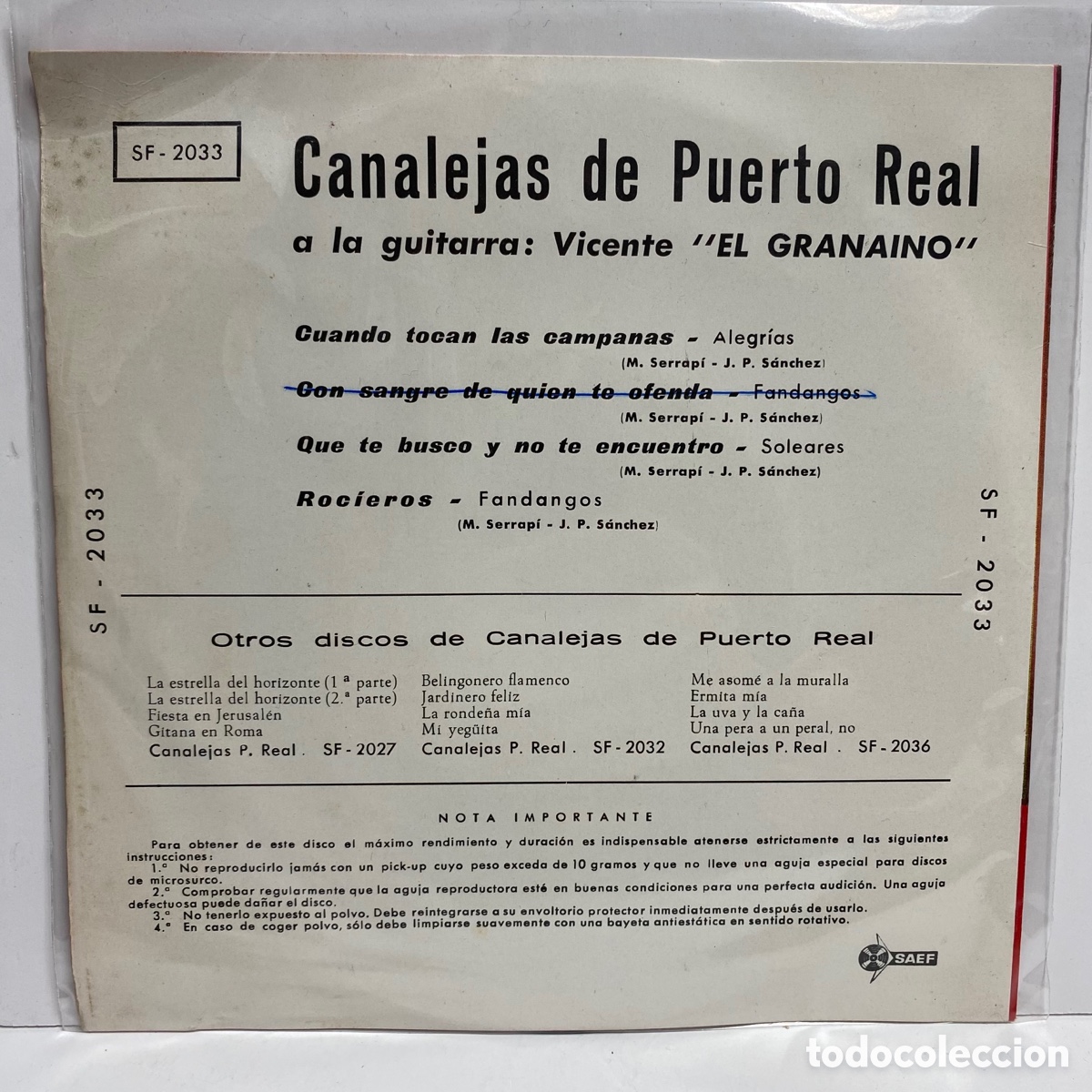 Discos de vinilo: Canalejas De Puerto Real - Cuando Tocan Las Campanas - Foto 2