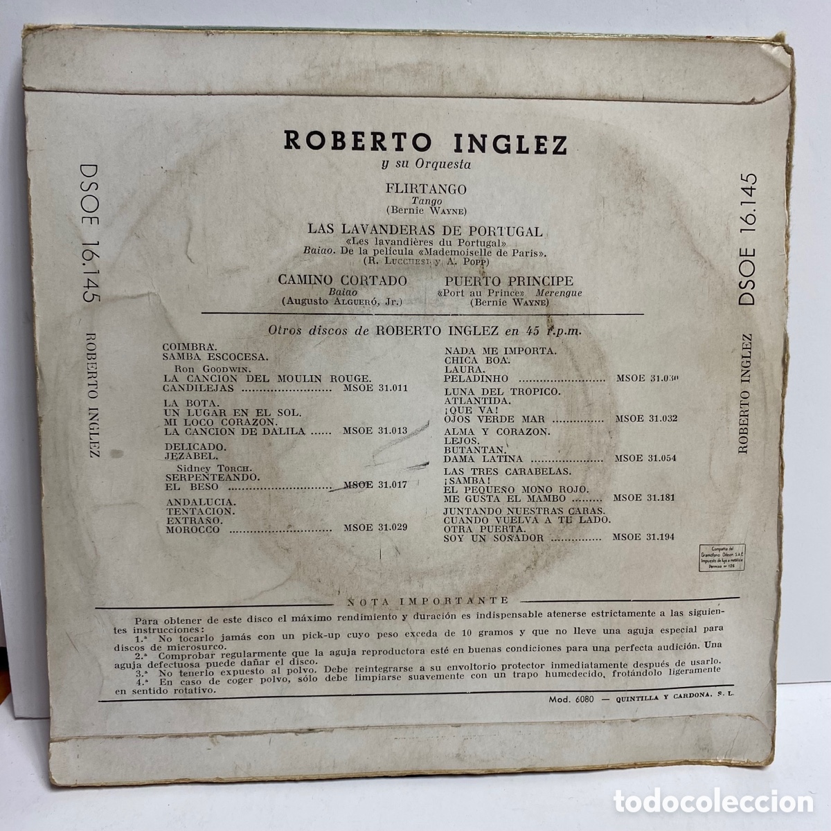 Discos de vinilo: Roberto Inglez - Flirtango (7&rdquo;, EP) - Foto 2