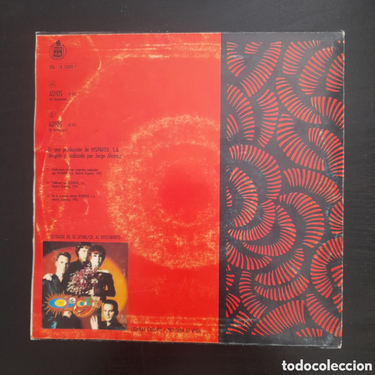 Discos de vinilo: Ol&eacute; Ol&eacute; &ndash; Adi&oacute;s. Vinilo, 7&rdquo;, Single, Promo 1993 - Foto 2