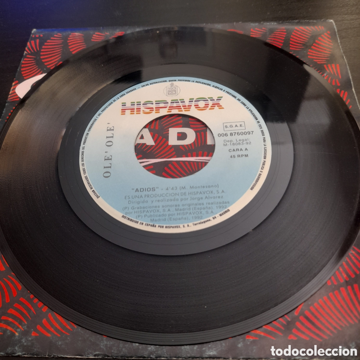 Discos de vinilo: Ol&eacute; Ol&eacute; &ndash; Adi&oacute;s. Vinilo, 7&rdquo;, Single, Promo 1993 - Foto 3