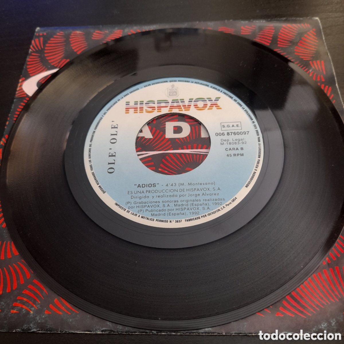 Discos de vinilo: Ol&eacute; Ol&eacute; &ndash; Adi&oacute;s. Vinilo, 7&rdquo;, Single, Promo 1993 - Foto 4
