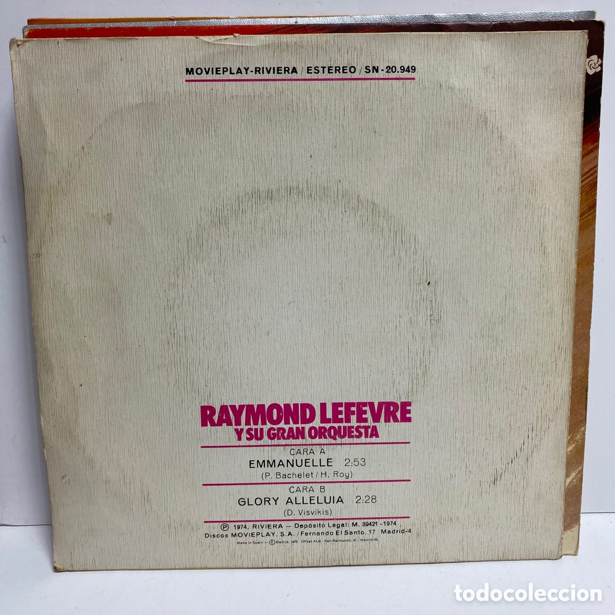 Discos de vinilo: Raymond Lefevre Y Su Gran Orquesta - Emmanuelle (7&rdquo;, Single) - Foto 2
