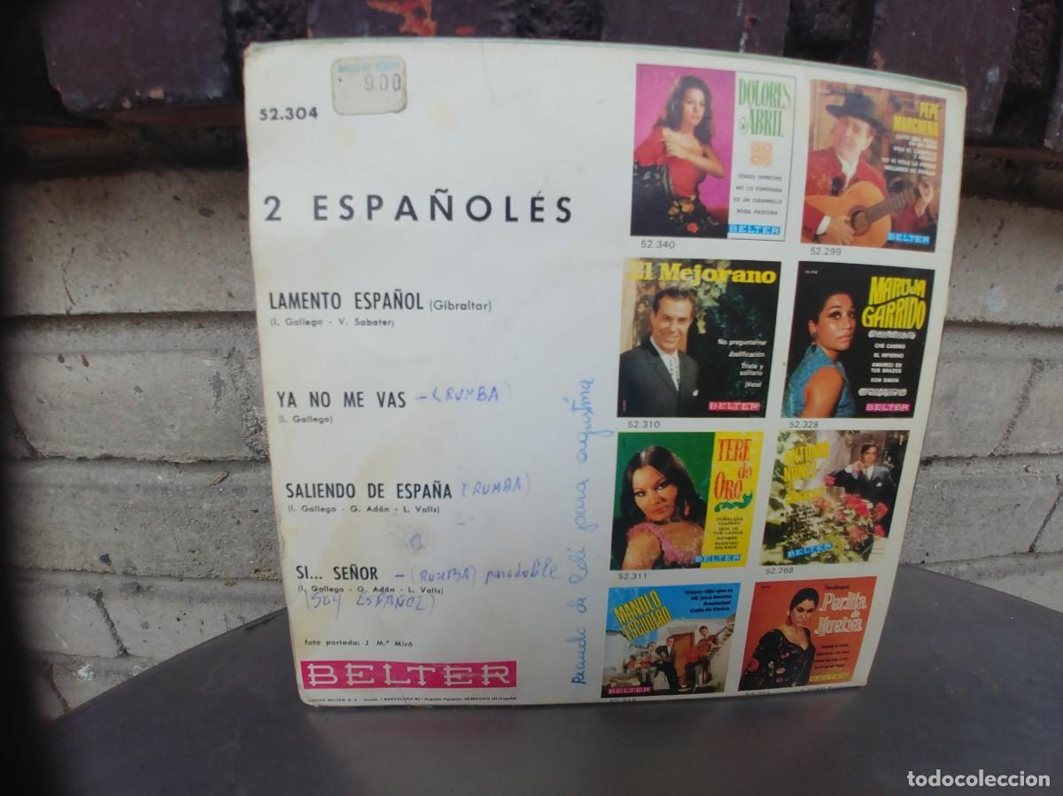 Discos de vinilo: 2 ESPA&Ntilde;OLES-EP LAMENTO ESPA&Ntilde;OL +3 - Foto 2