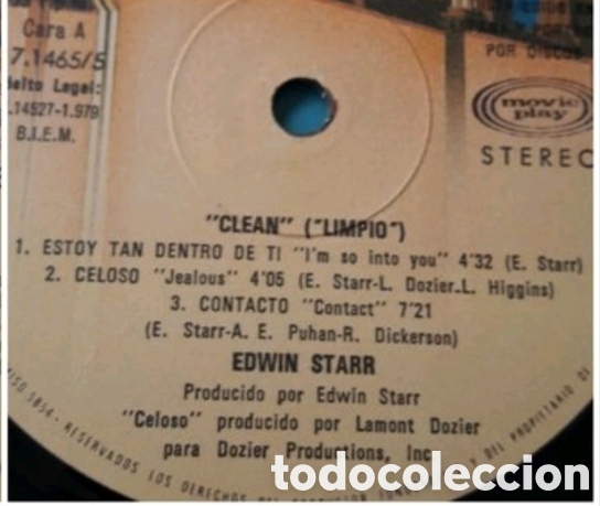 Discos de vinilo: Lp Edwin Starr. Clean (Limpio) - Foto 3