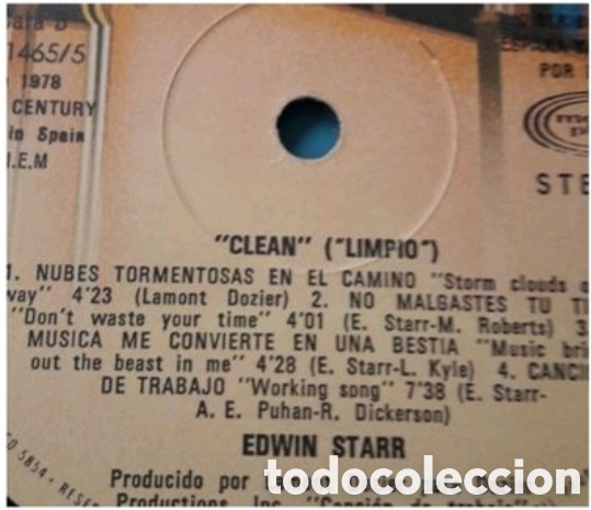 Discos de vinilo: Lp Edwin Starr. Clean (Limpio) - Foto 4