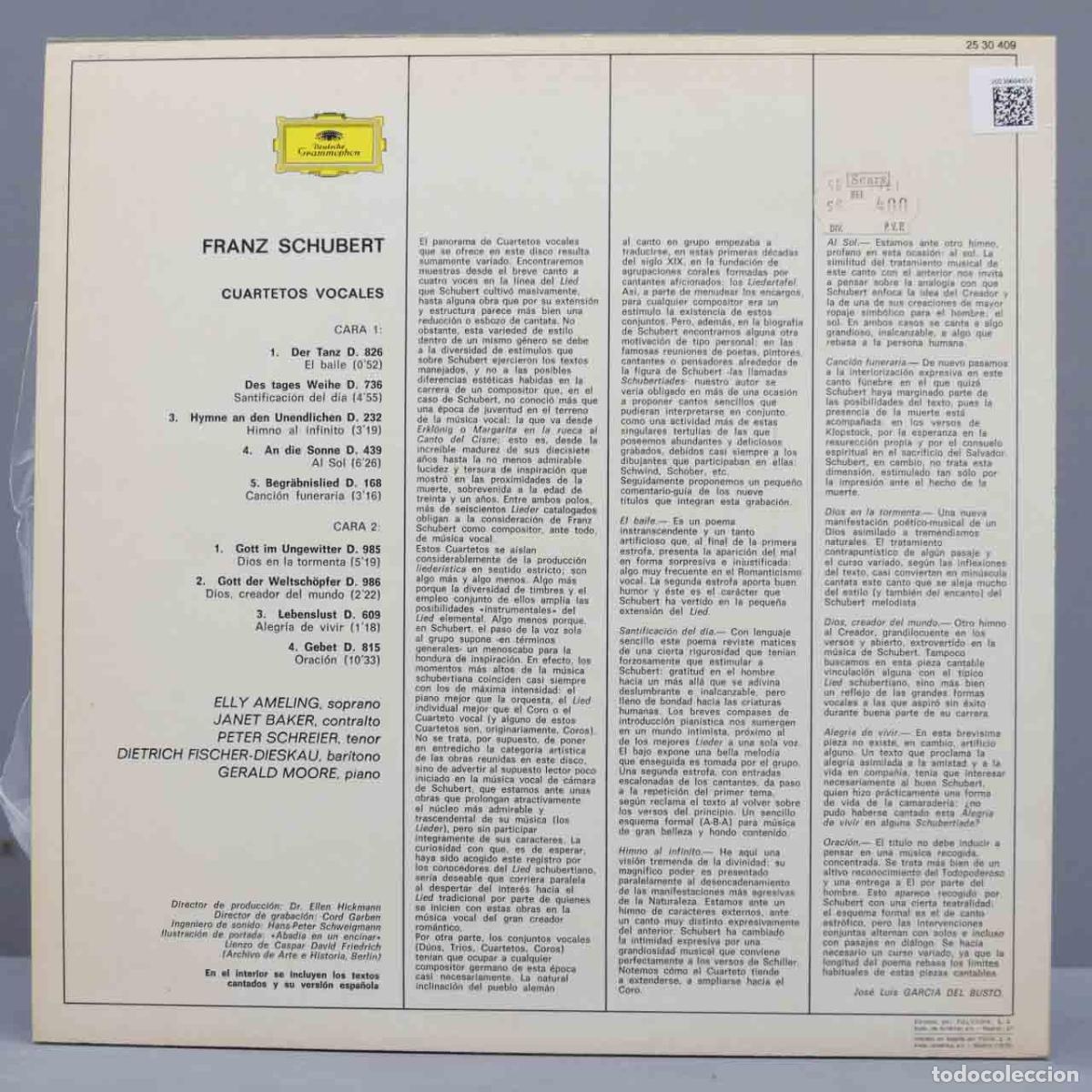 Discos de vinilo: LP. Moore &ndash; Cuartetos Vocales. SCHUBERT - Foto 2