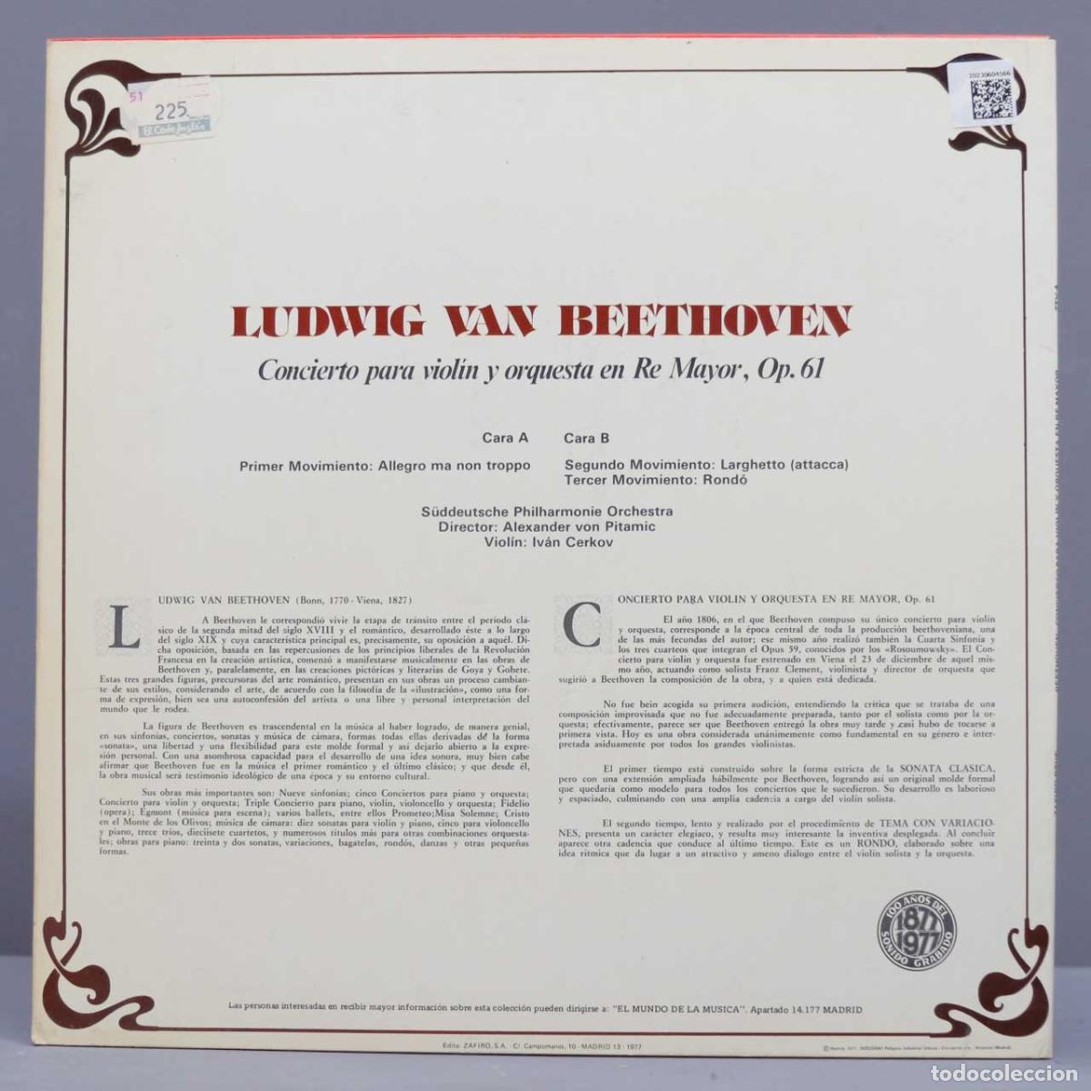 Discos de vinilo: LP. BEETHOVEN. RTVE. 4 - Foto 2