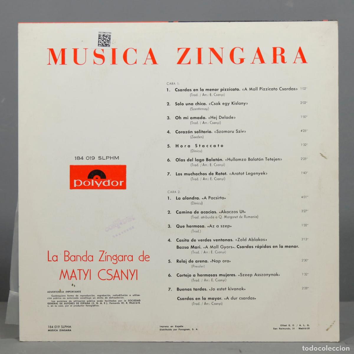 Discos de vinilo: LP. GYPSY. MUSICA ZINGARA. CSANYI - Foto 2