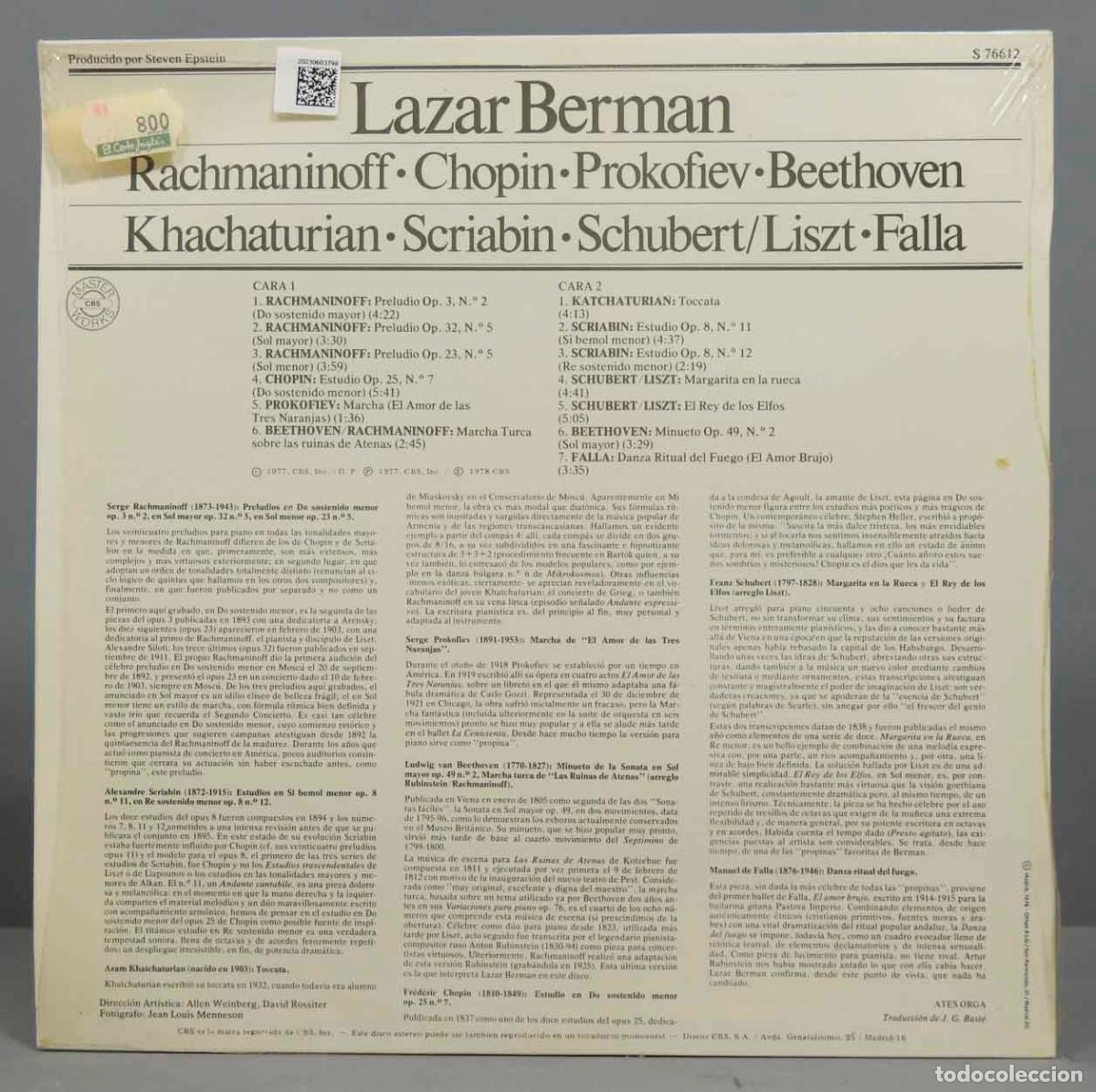 Discos de vinilo: LP. Lazar Berman &ndash; Recital - Foto 2
