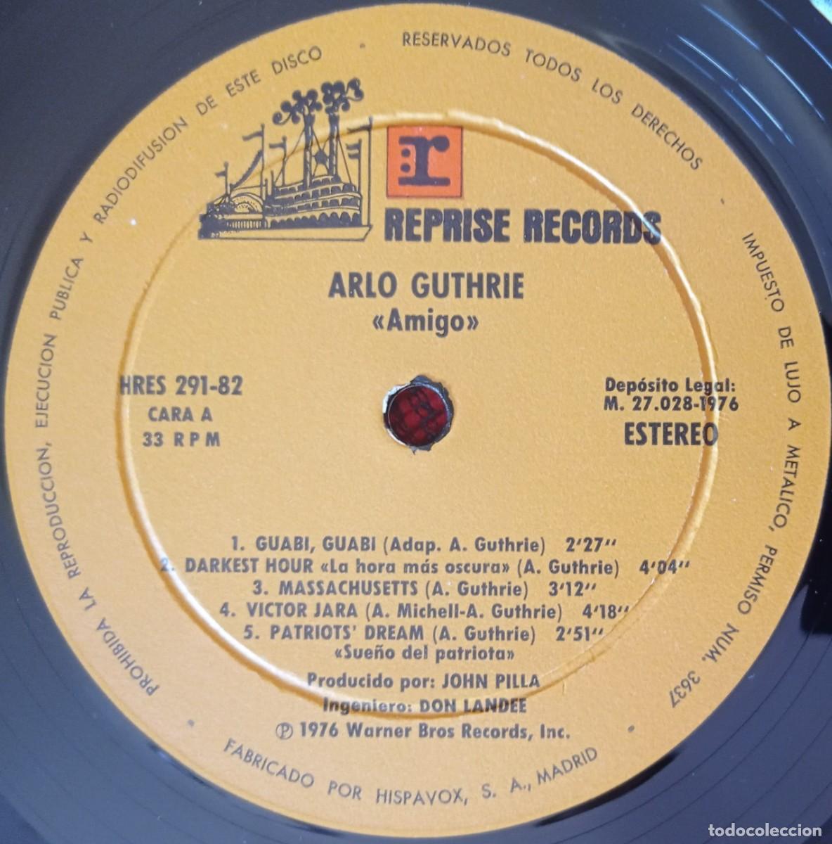 Discos de vinilo: ARLO GUTHRIE ** Amigo ** VINILO LP ORIGINAL 1976 - Foto 3