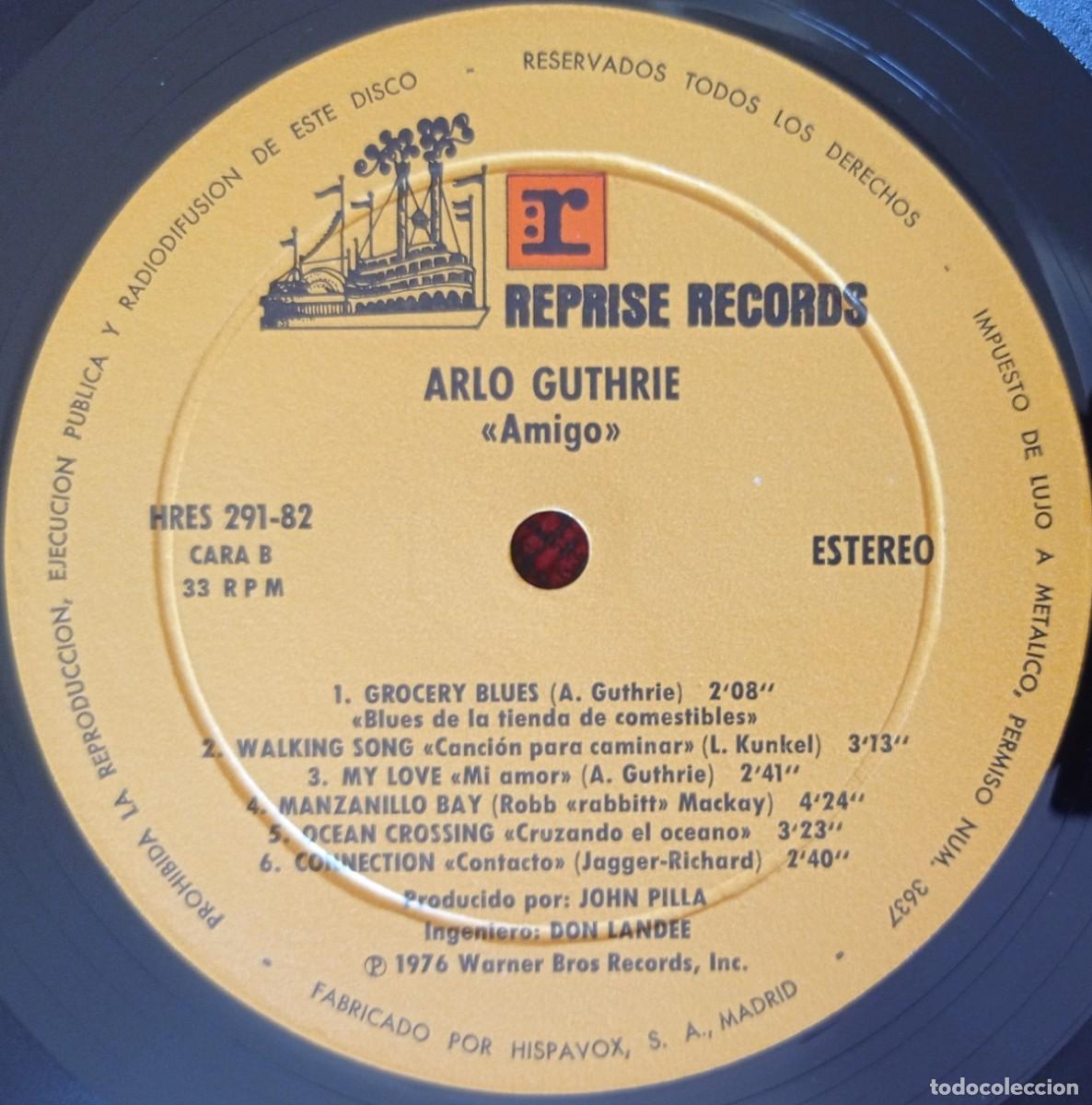 Discos de vinilo: ARLO GUTHRIE ** Amigo ** VINILO LP ORIGINAL 1976 - Foto 4
