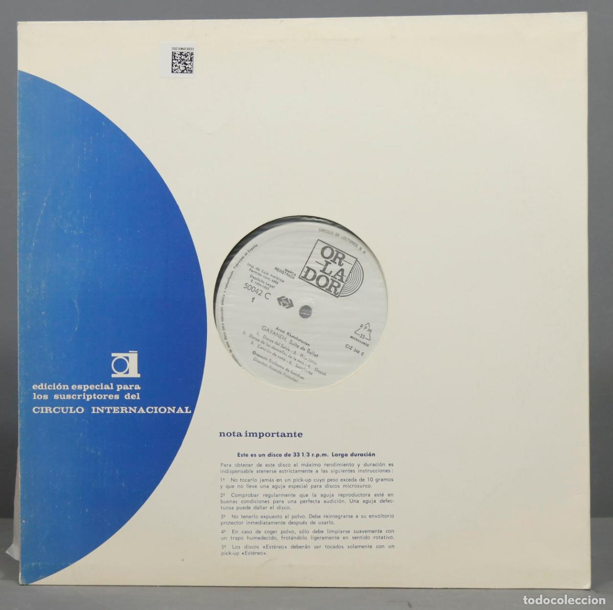 Discos de vinilo: LP. GAYANEH. SUITE DE BALLET - Foto 2