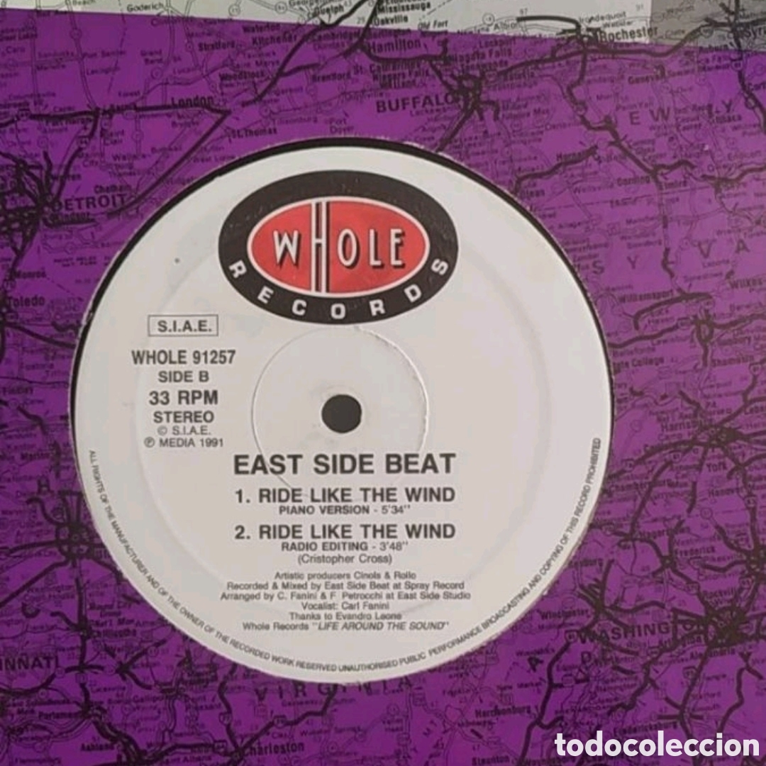 Discos de vinilo: Maxi single East side beat. Ride like The wind - Foto 3