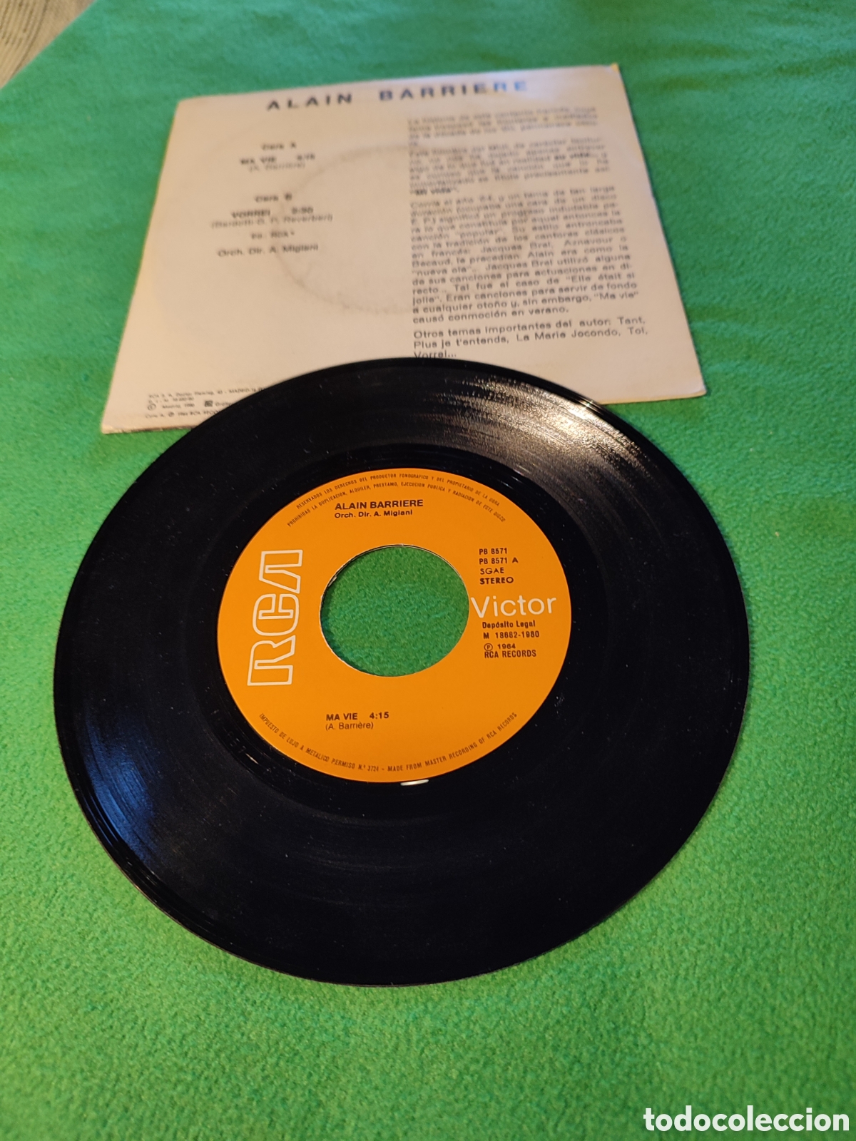 Discos de vinilo: Alain Barriere - Ma vie - Foto 2