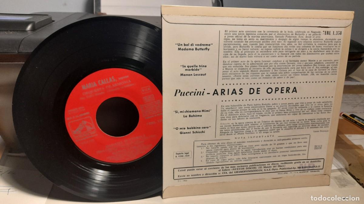 Discos de vinilo: EP MARIA CALLAS : ARIAS DE OPERA DE PUCCINI - Foto 2