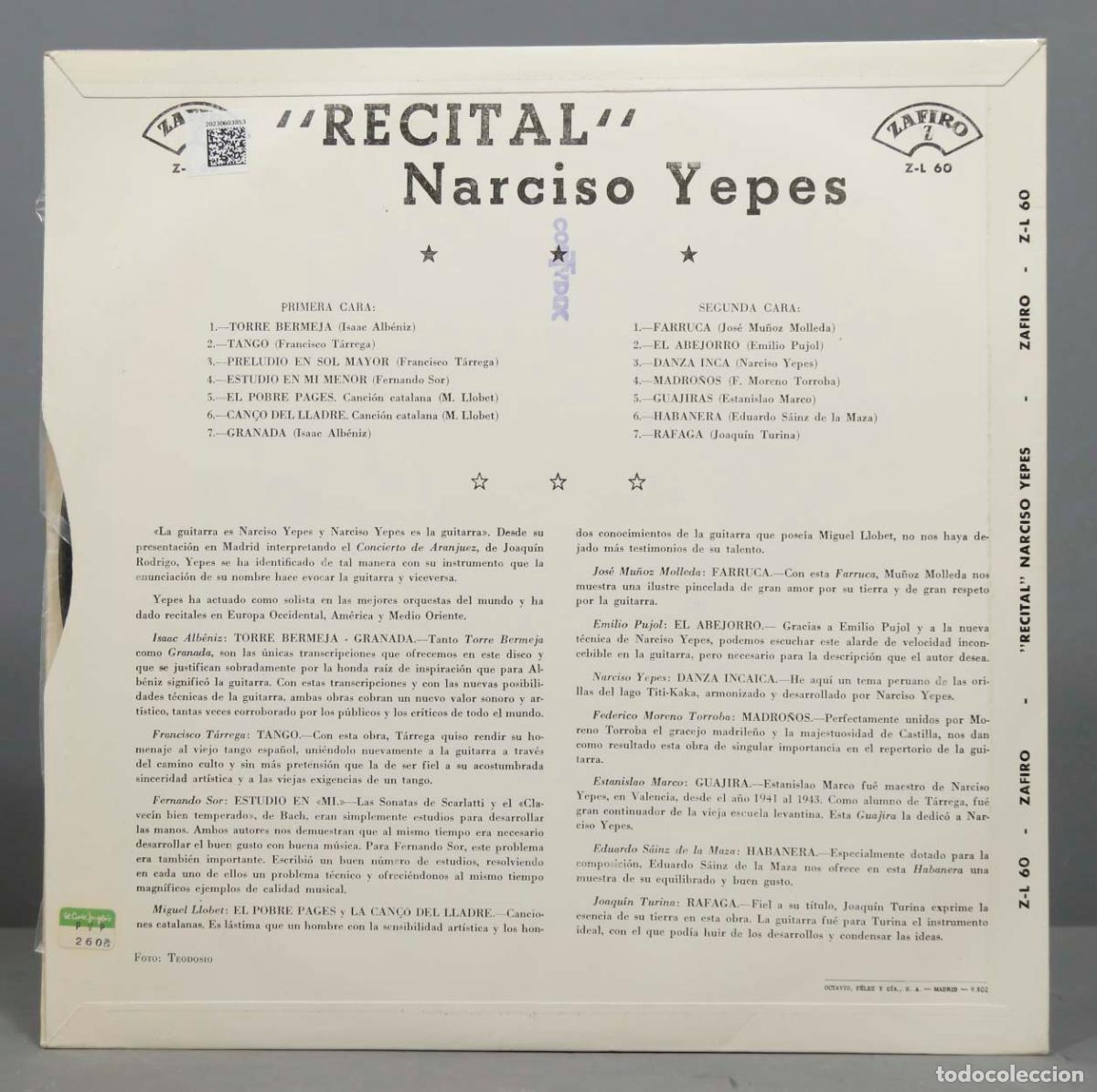 Discos de vinilo: LP. Narciso Yepes &ndash; Recital - Foto 2