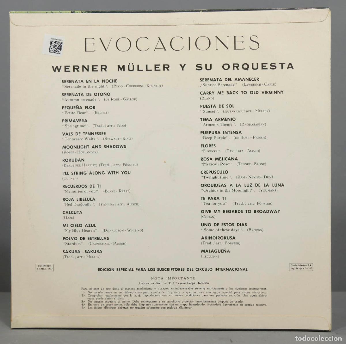 Discos de vinilo: LP. Werner M&uuml;ller Y Su Orquesta &ndash; Evocaciones - Foto 2