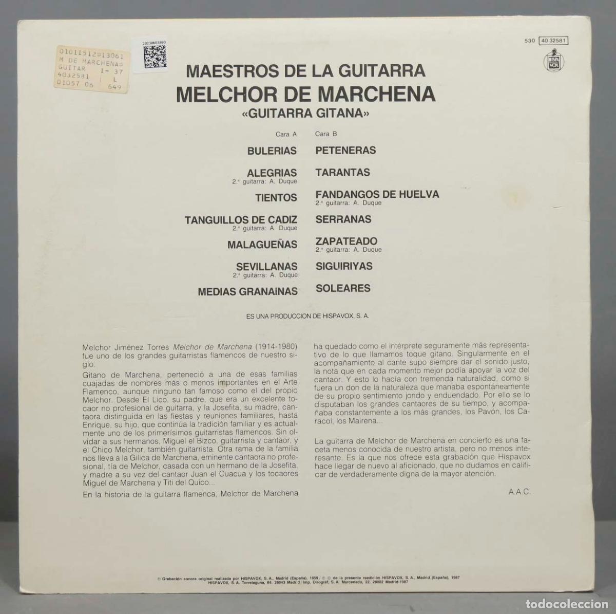 Discos de vinilo: LP. Melchor De Marchena &ndash; Guitarra Gitana - Foto 2