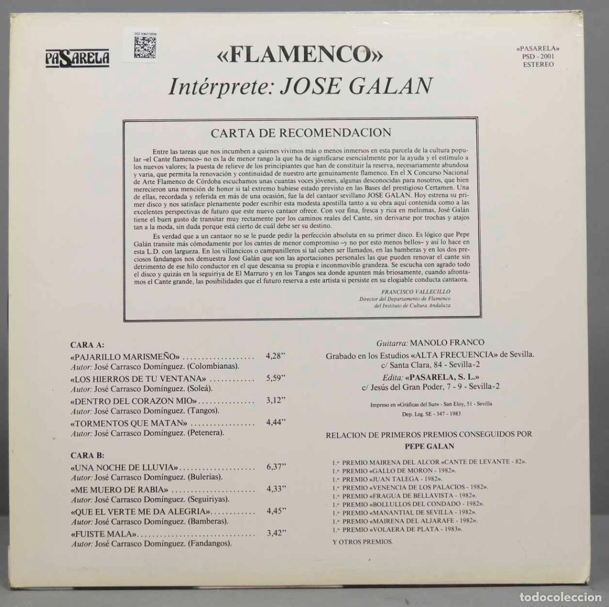 Discos de vinilo: LP. Jose Galan &ndash; Flamenco - Foto 2