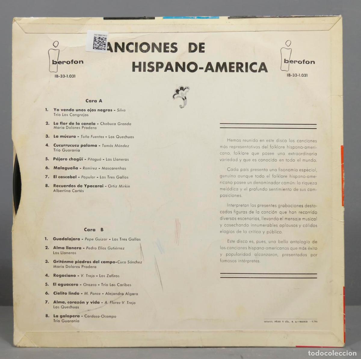 Discos de vinilo: LP. Canciones De Hispanoamerica - Foto 2