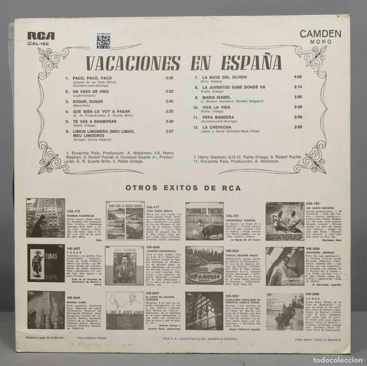 Discos de vinilo: LP. VACACIONES EN ESPA&Ntilde;A - Foto 2