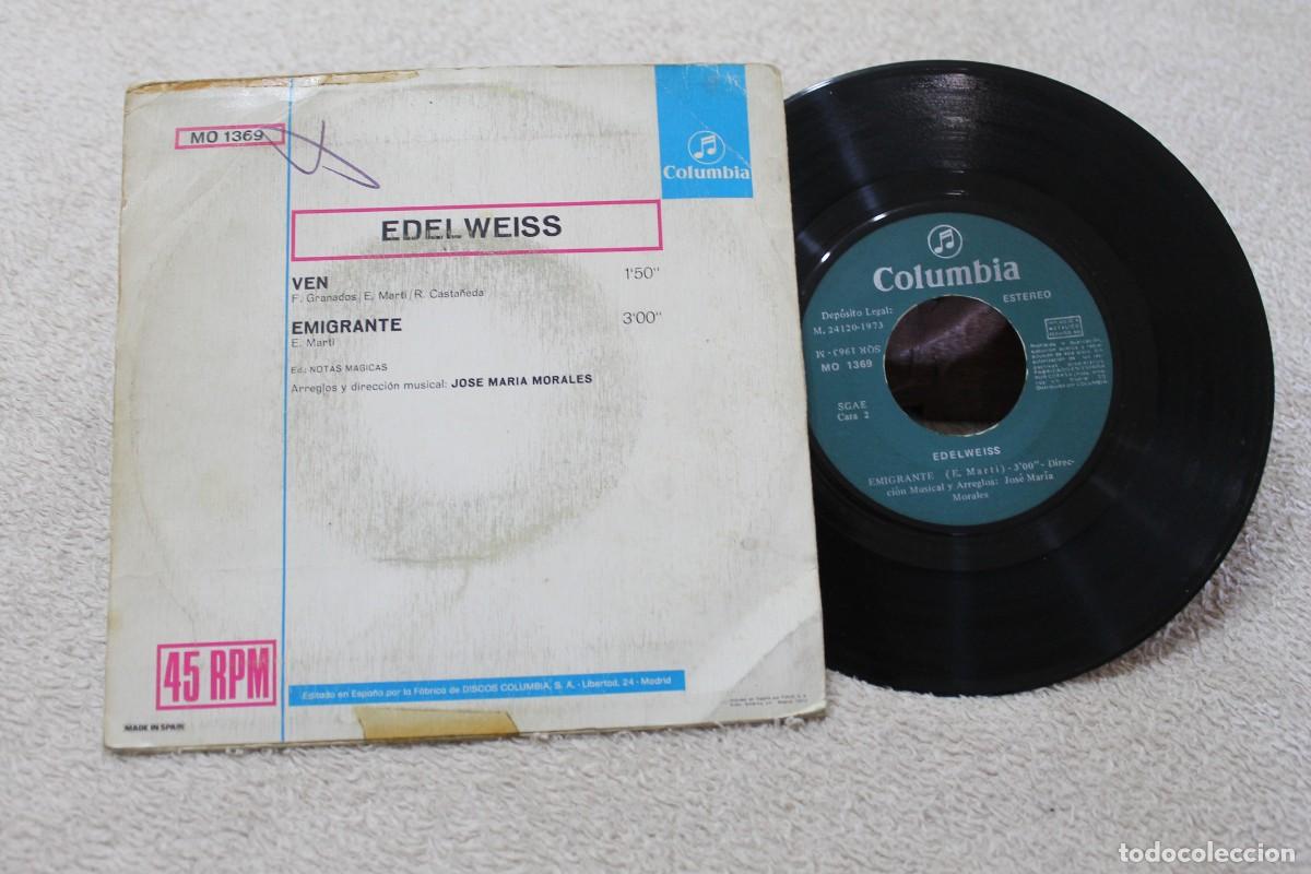 Discos de vinilo: EDELWEIS VEN SINGLE MADE IN SPAIN 1973 - Foto 2