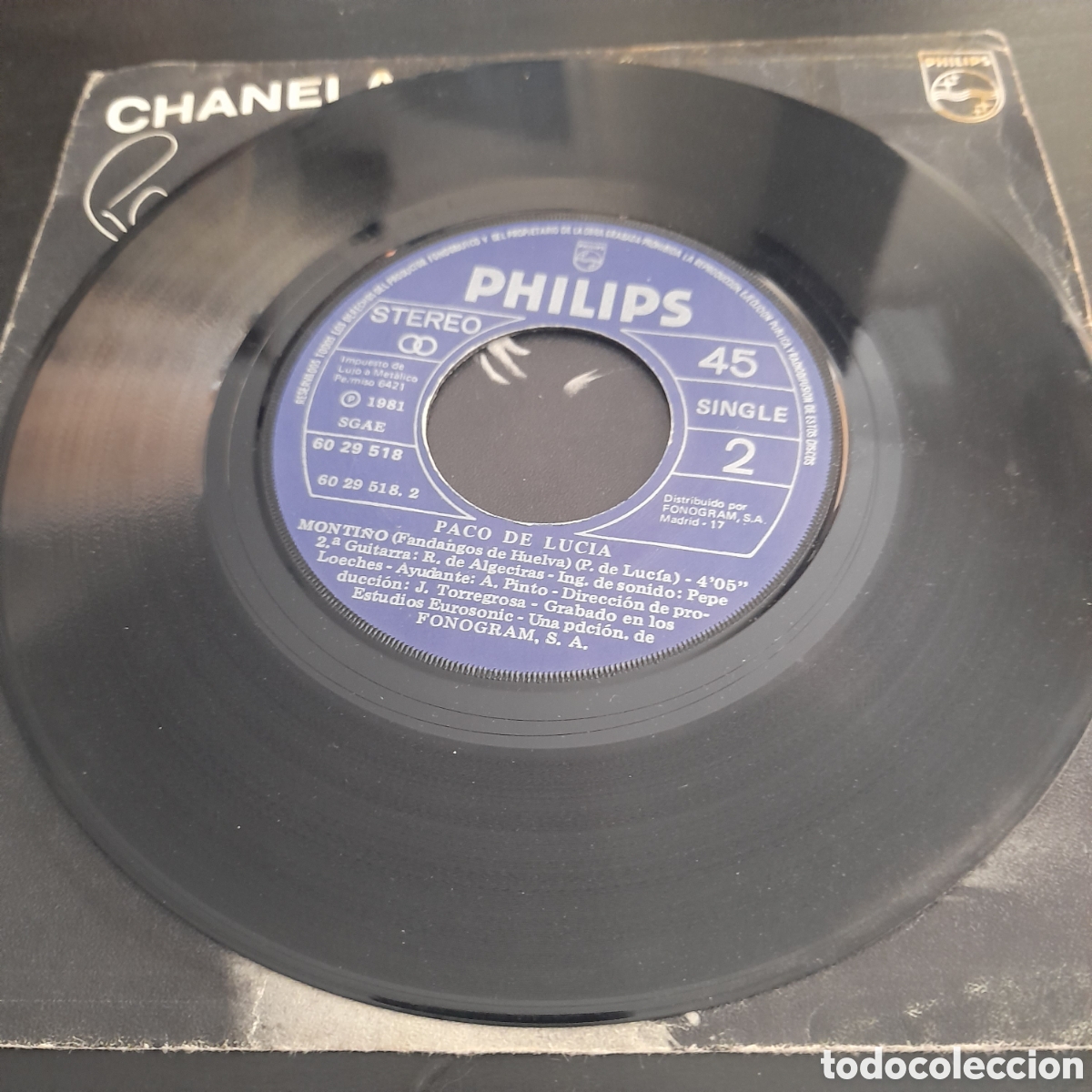 Discos de vinilo: Paco De Luc&iacute;a &ndash; Chanela. Vinilo, 7&rdquo;, Single 1981 - Foto 4