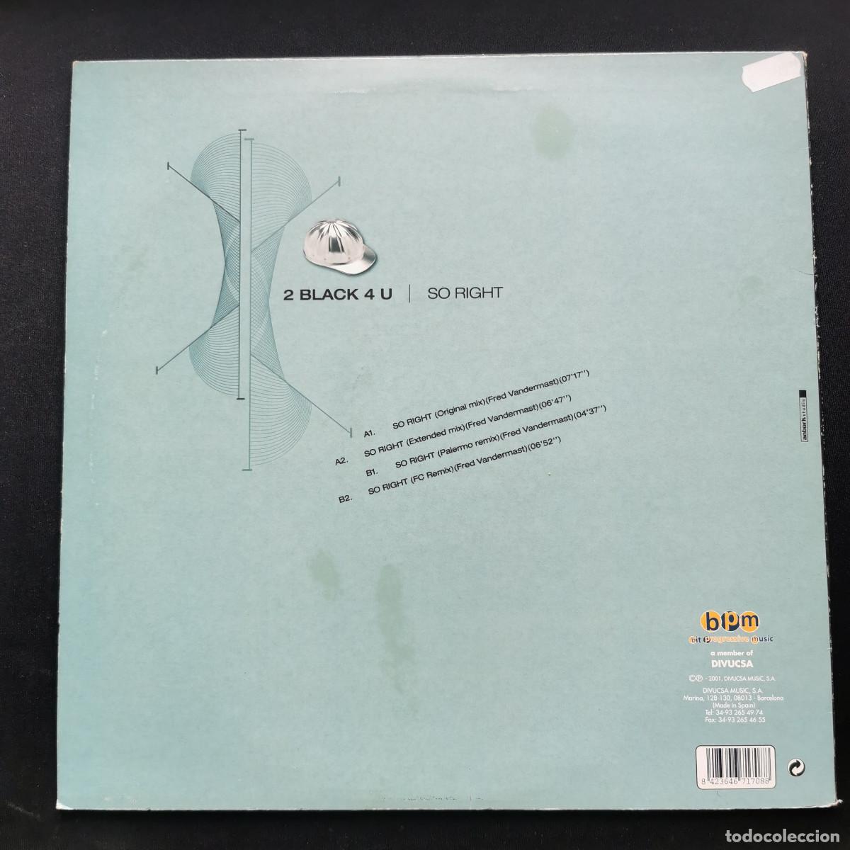 Discos de vinilo: 2 BLACK 4 U - SO RIGHT - Foto 2