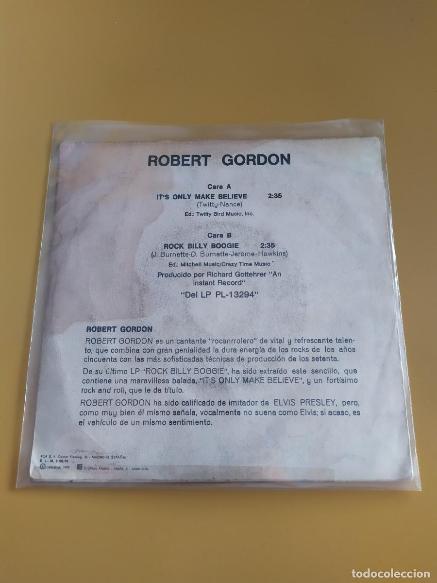 Discos de vinilo: Robert Gordon - Its only Make Believe / Rock Billy Boogie 1979 - Foto 2