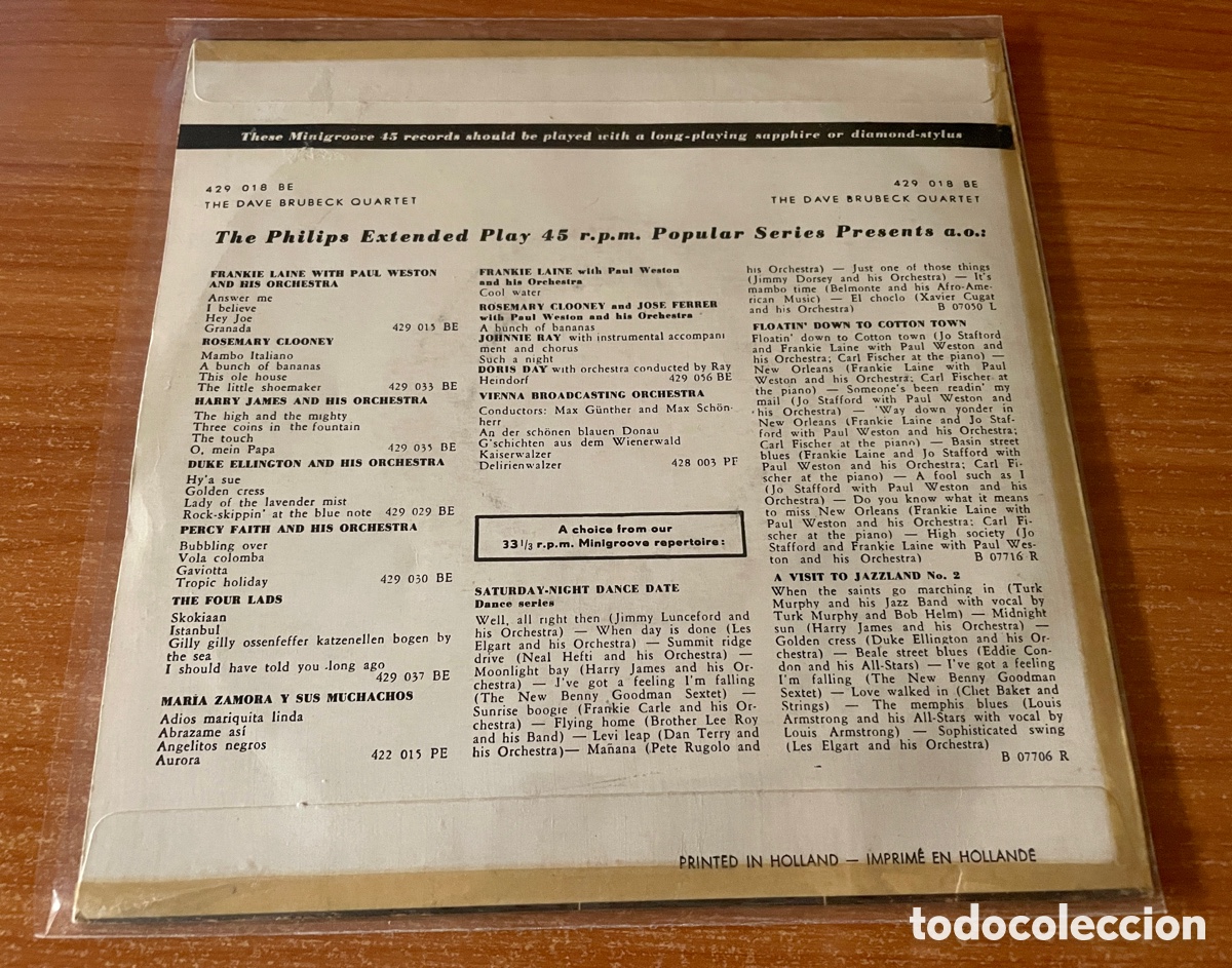 Discos de vinilo: The Dave Brubeck Quartet &ndash; Take The &rdquo;A&rdquo; Train single 7&rdquo; Philips - Foto 2