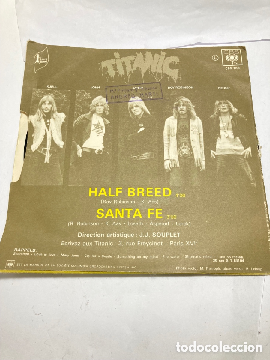 Discos de vinilo: Singles TITANIC Halg Bredd - Santa Fe 1972 - Foto 2