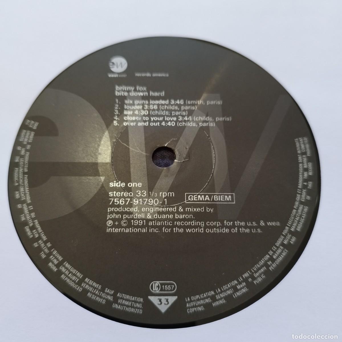 Discos de vinilo: BRITNY FOX - BITE DOWN HARD - 1991. - Foto 9