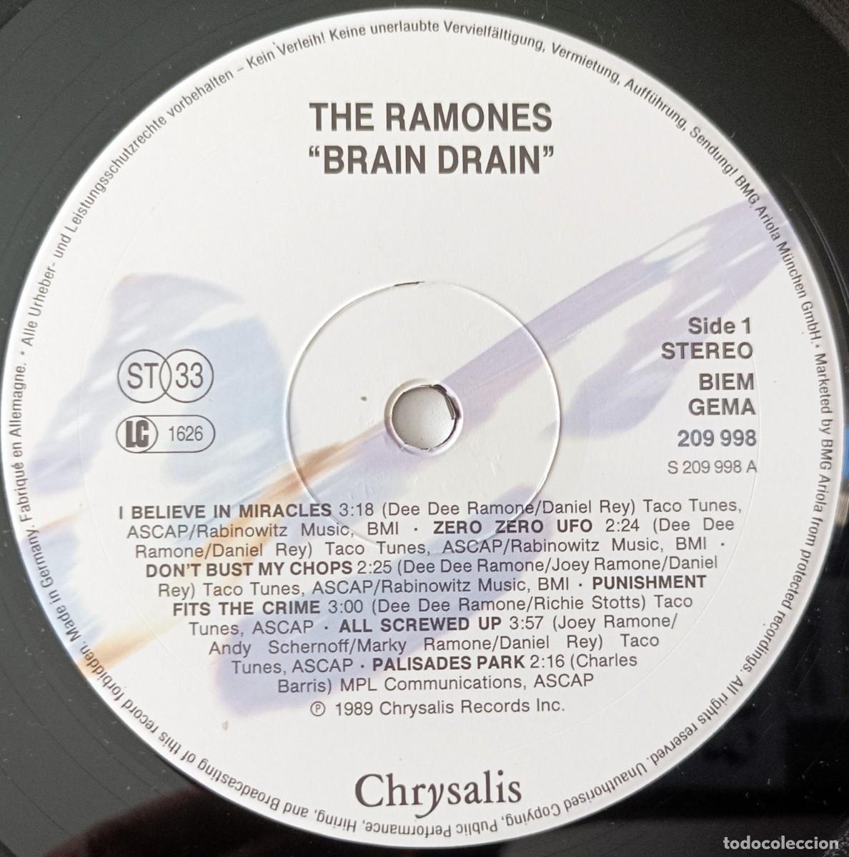 Discos de vinilo: LP RAMONES - BRAIN DRAIN - Foto 4