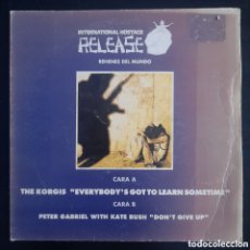 Discos de vinilo: THE KORGIS / PETER GABRIEL WITH KATE BUSH – INTERNATIONAL HOSTAGE RELEASE. 1991, ESPAÑA. 7”, PROMO